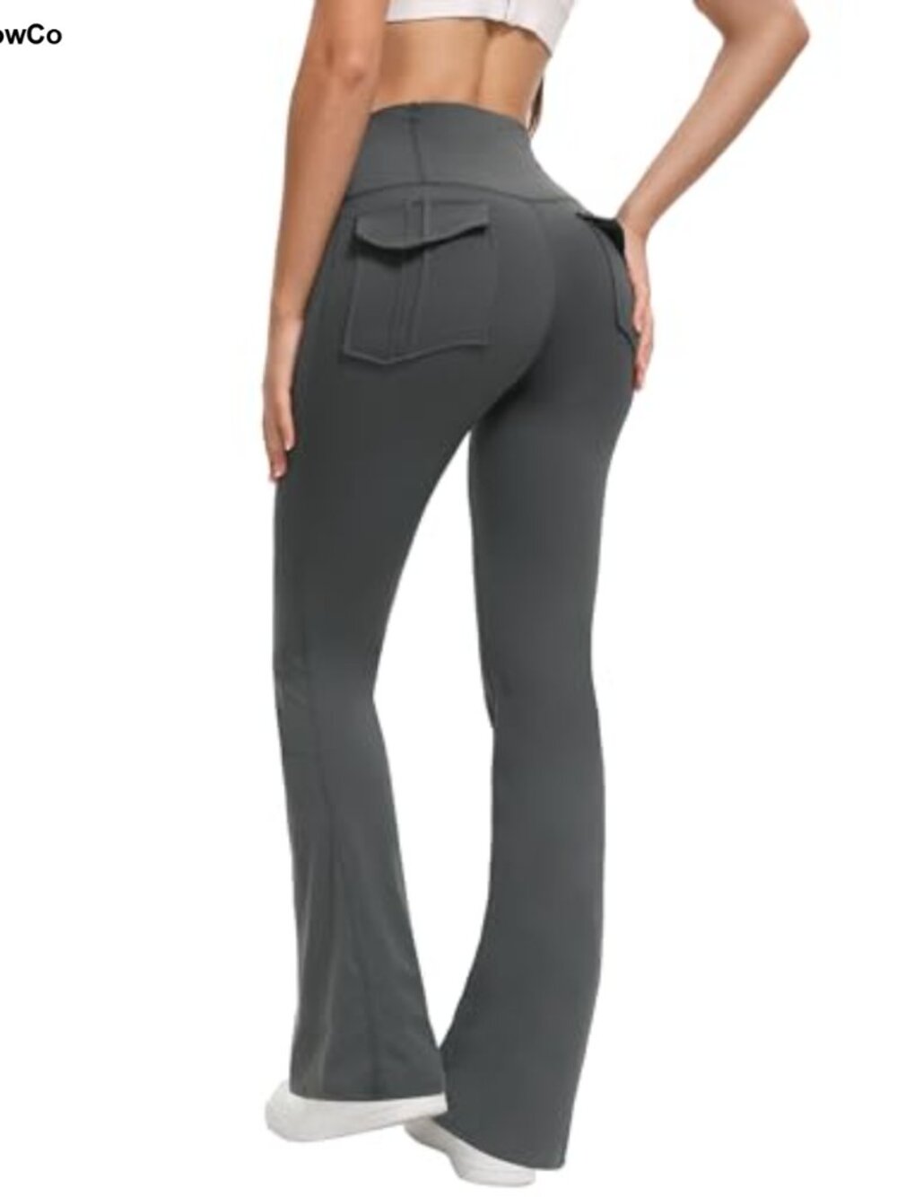 Flared Leggings with Pockets High Waisted Yoga Pants Butt Lifting Activewear